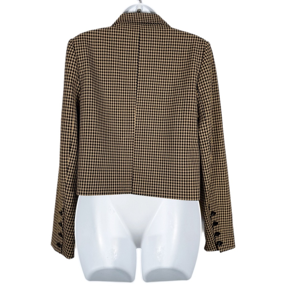 House of Harlow 1960 Womens Notched Lapel Houndstooth Blazer XS Tan Black Career - Picture 7 of 12